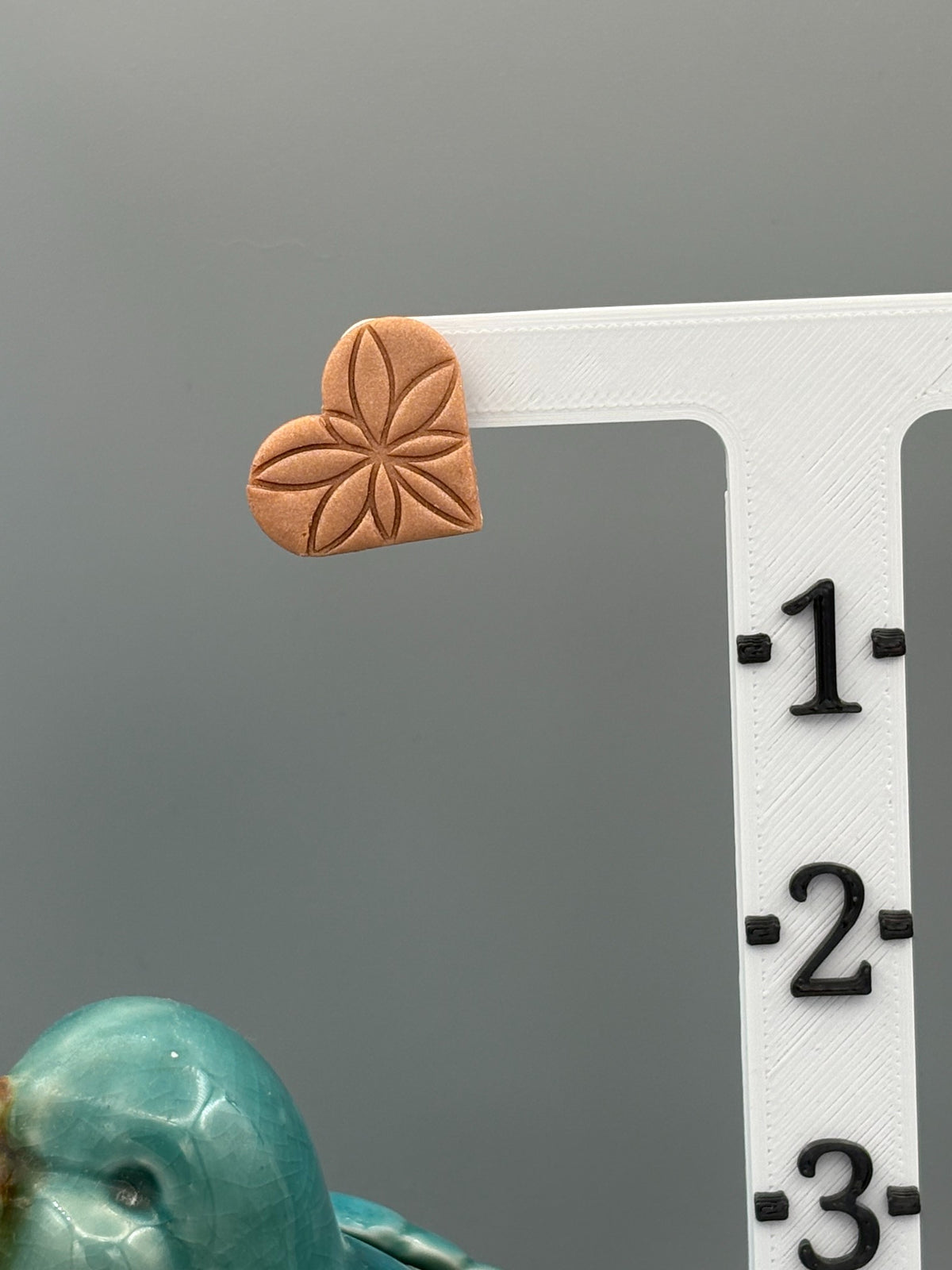 Bronze Debossed Heart Stud Earrings - handcrafted polymer clay earrings by Lakeside Clay