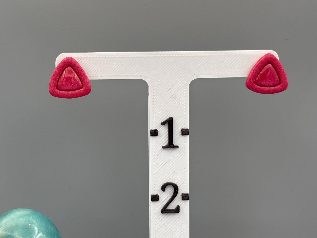 Pink Triangle Stud Earrings - handcrafted polymer clay earrings by Lakeside Clay