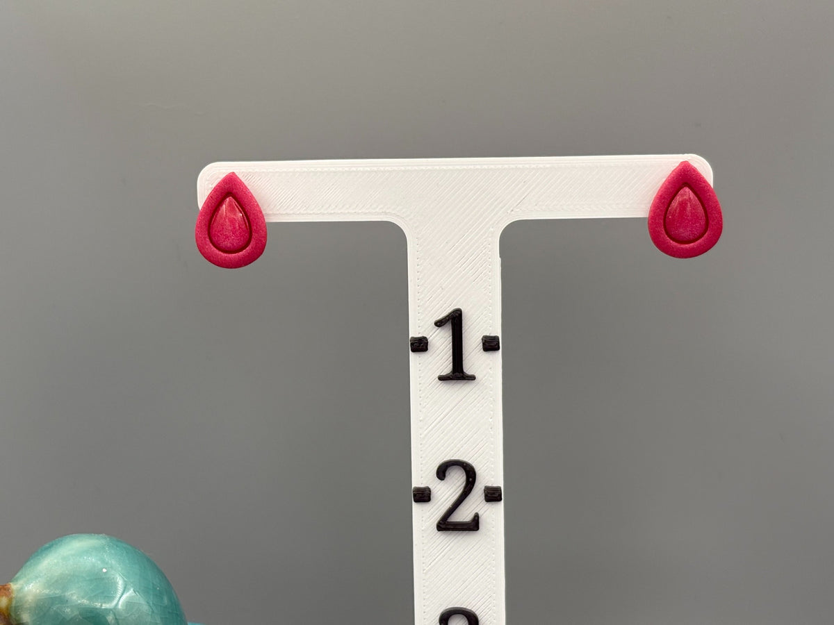 Pink Drop Stud Earrings - handcrafted polymer clay earrings by Lakeside Clay