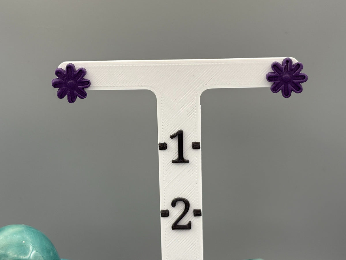 Purple Flower Stud Earrings - handcrafted polymer clay earrings by Lakeside Clay