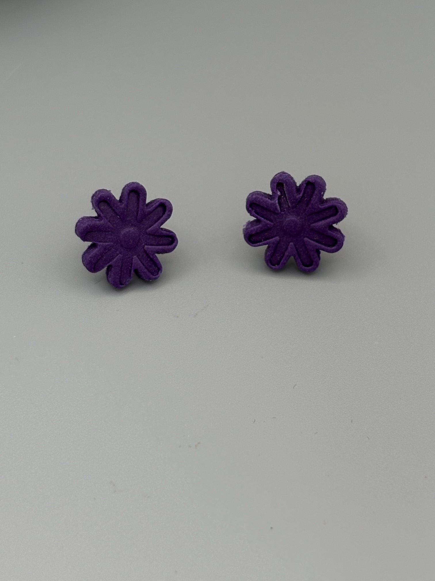 Purple Flower Stud Earrings - handcrafted polymer clay earrings by Lakeside Clay