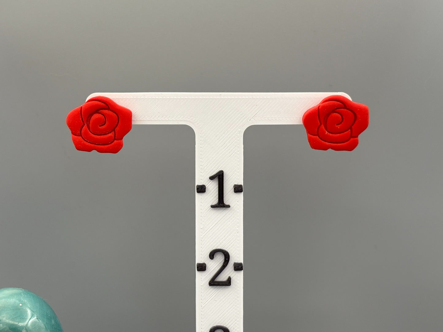 Red Rose Stud Earrings - handcrafted polymer clay earrings by Lakeside Clay