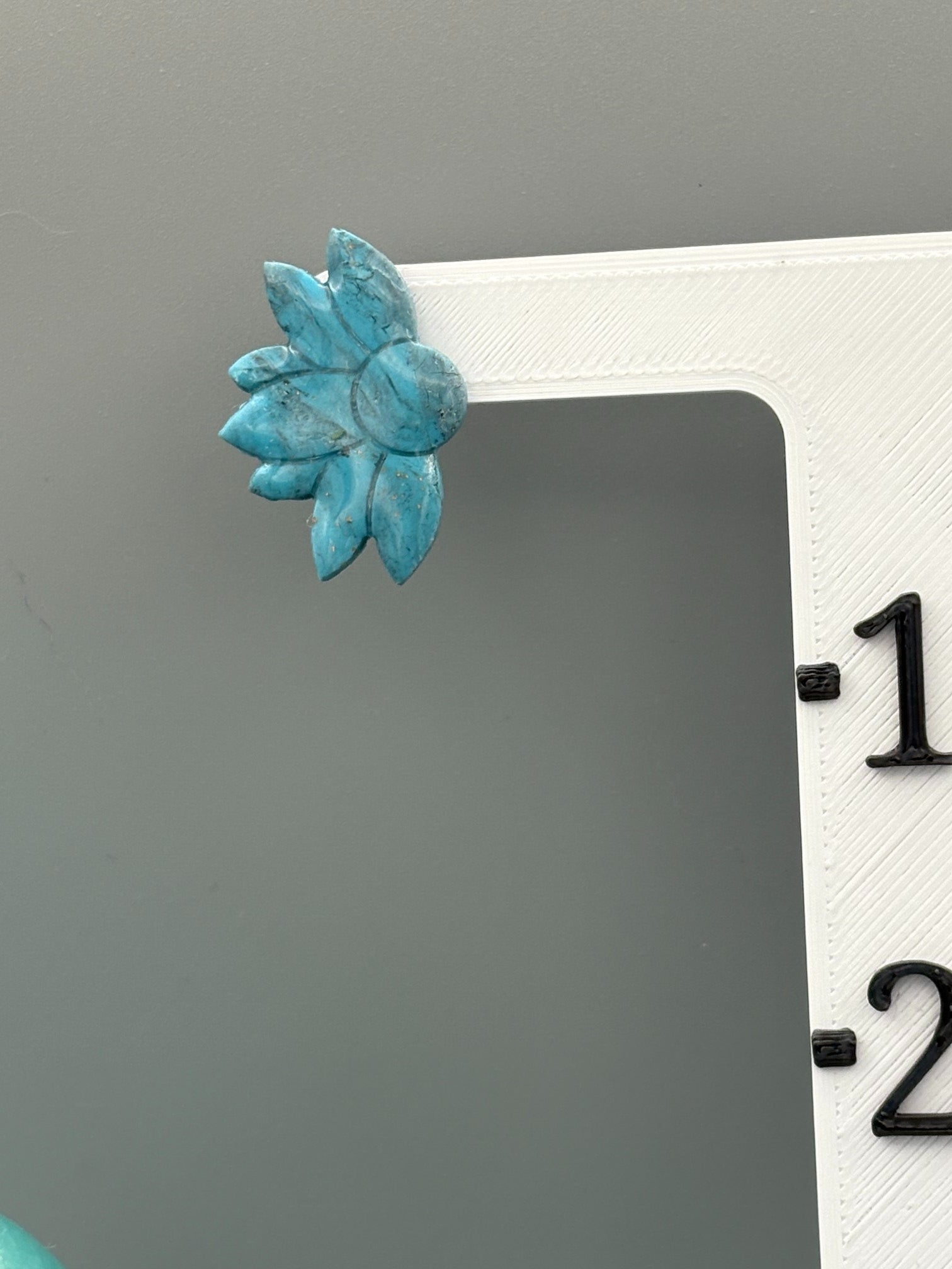 Faux Turquoise Half Flower Stud Earrings - handcrafted polymer clay earrings by Lakeside Clay