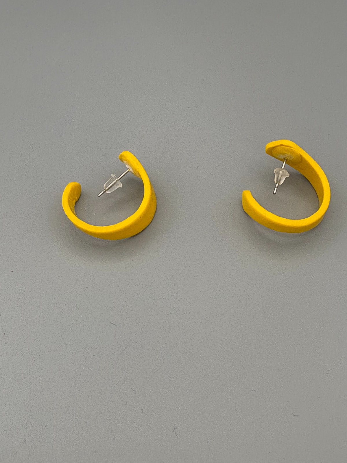 Yellow Wavy Huggie Earrings - handcrafted polymer clay earrings by Lakeside Clay