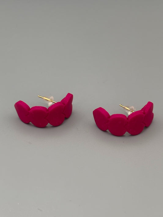 Pink Heart Huggie Earrings - handcrafted polymer clay earrings by Lakeside Clay