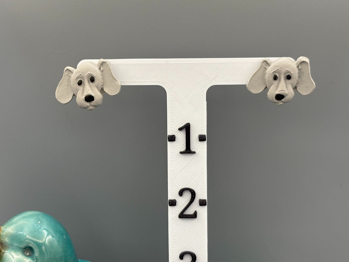 Grey Retriever Dog Stud Earrings - handcrafted polymer clay earrings by Lakeside Clay