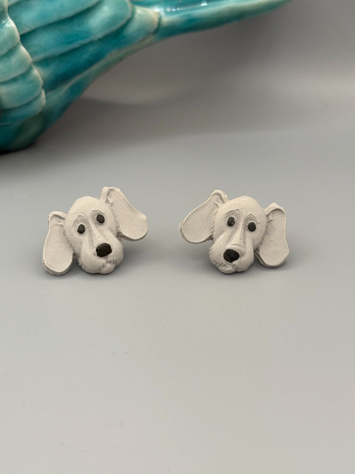 Grey Retriever Dog Stud Earrings - handcrafted polymer clay earrings by Lakeside Clay
