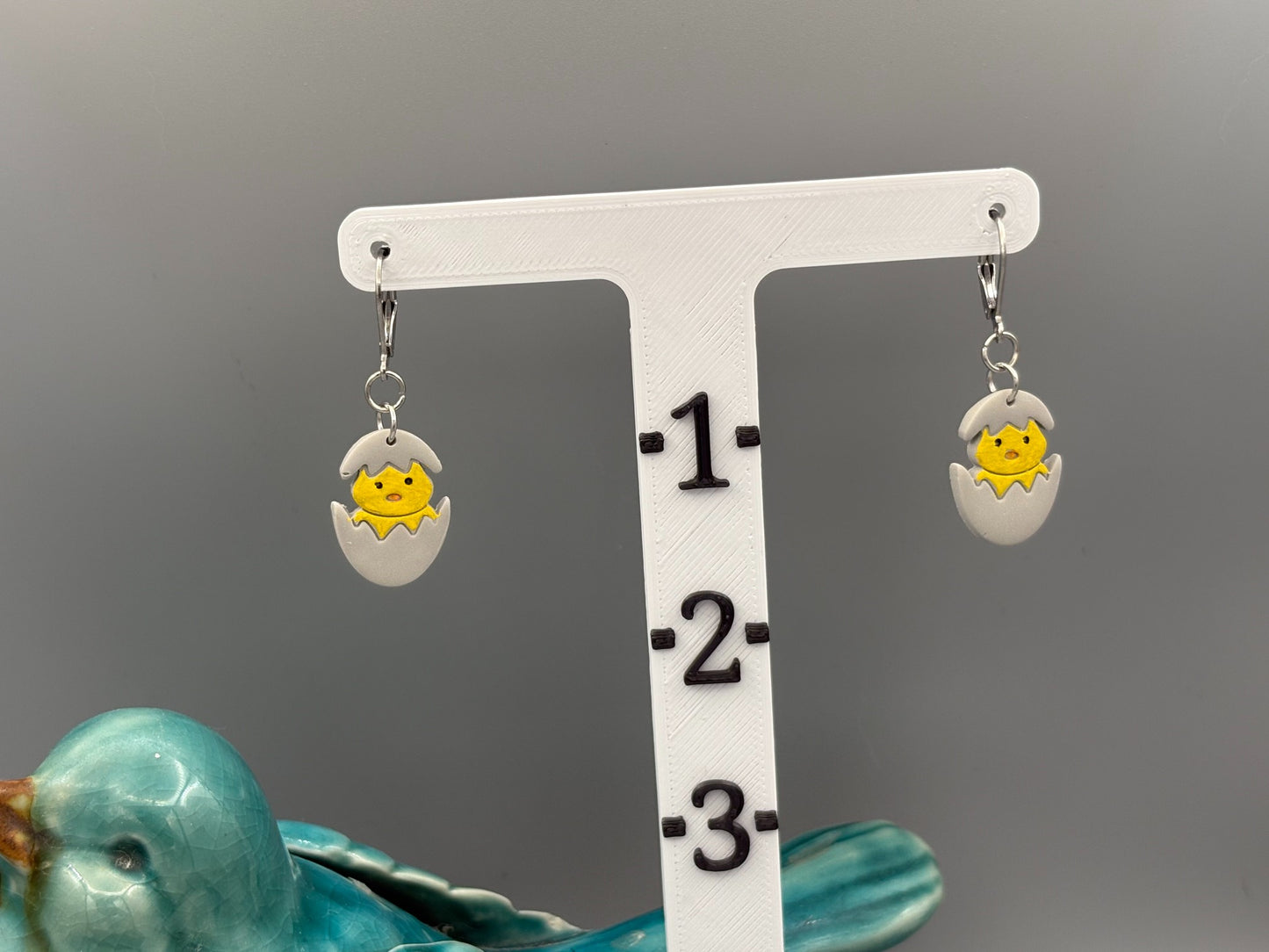 Hatching Yellow Chick Dangle Earrings - handcrafted polymer clay earrings by Lakeside Clay