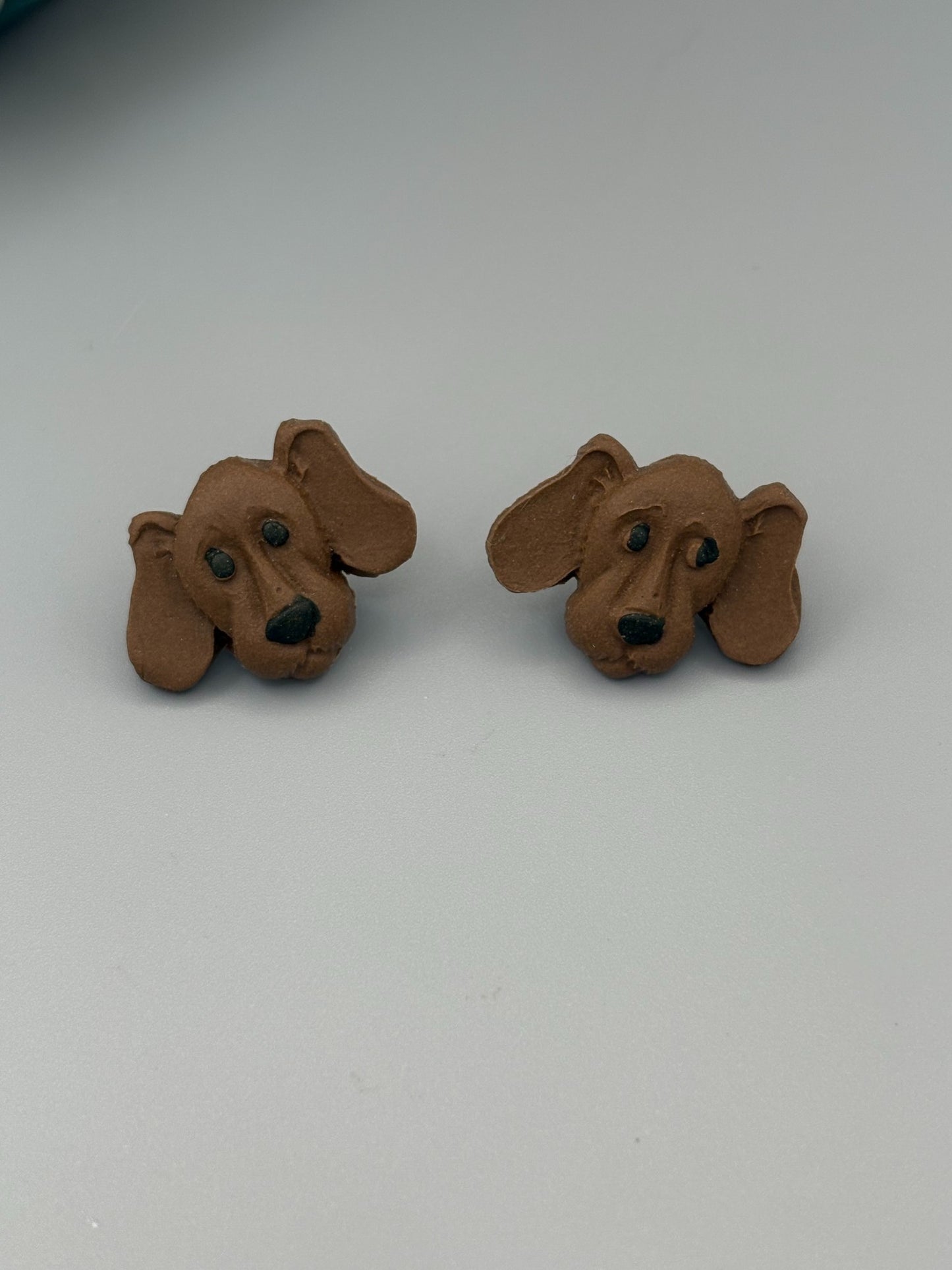 Brown Retriever Dog Stud Earrings - handcrafted polymer clay earrings by Lakeside Clay