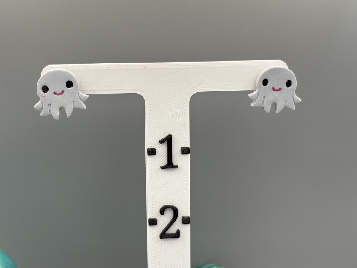 Grey Octopus Stud Earrings - handcrafted polymer clay earrings by Lakeside Clay