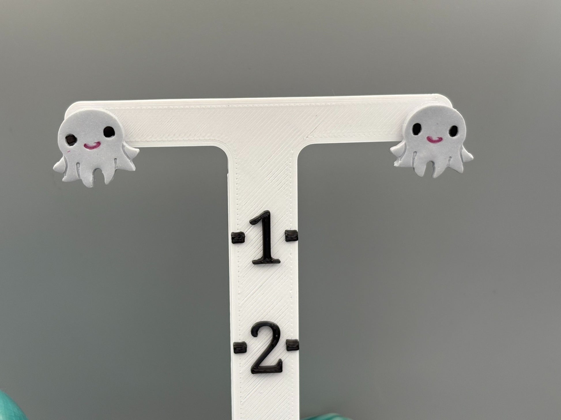 Grey Octopus Stud Earrings - handcrafted polymer clay earrings by Lakeside Clay