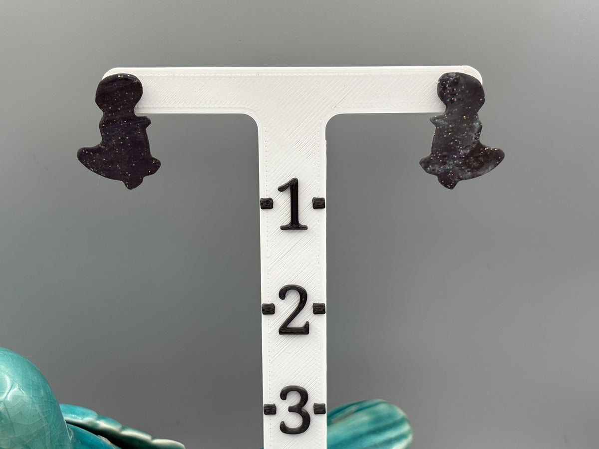 Midnight Sky Dinosaur Stud Earrings - handcrafted polymer clay earrings by Lakeside Clay