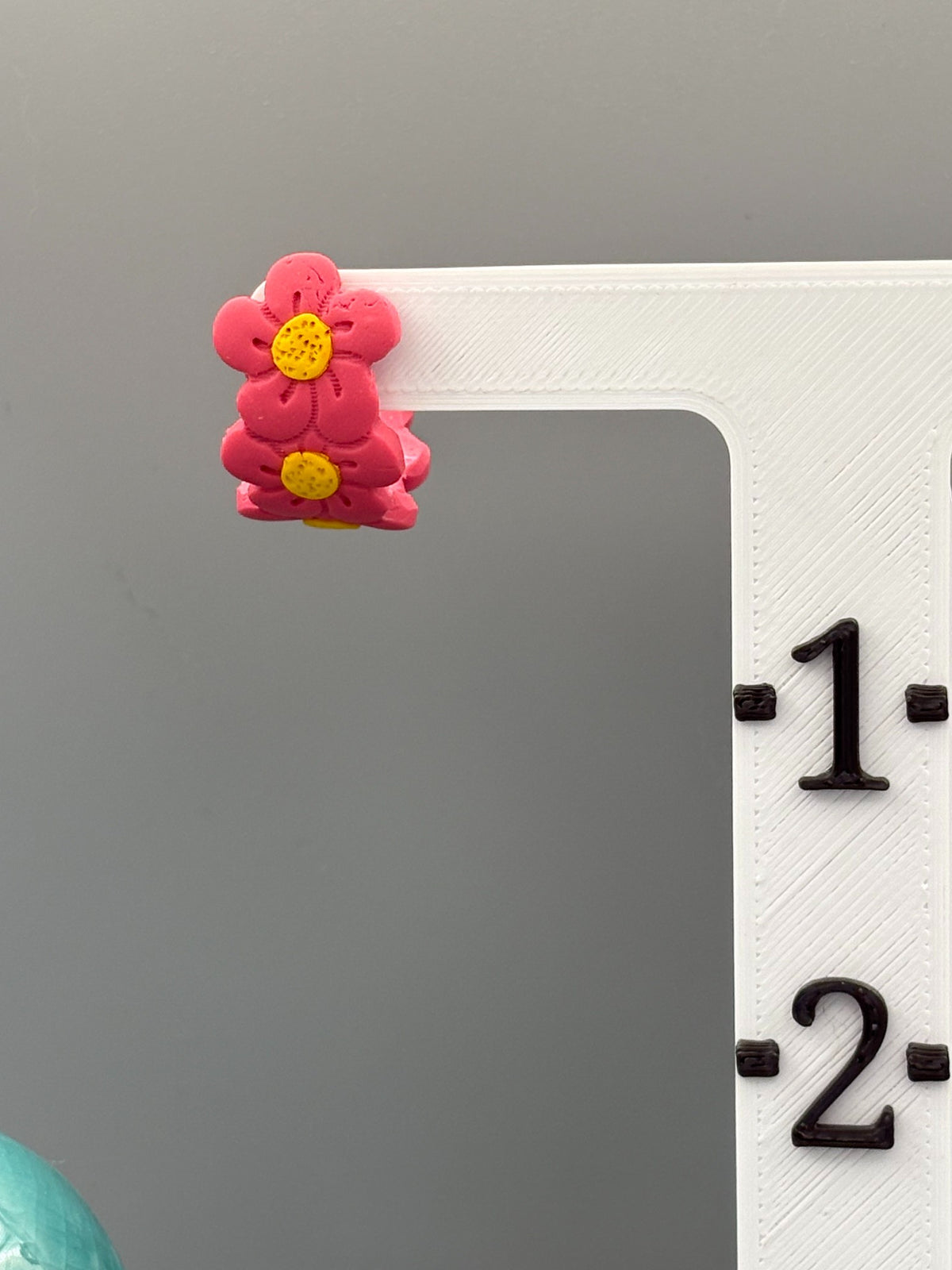 Pink Flower Huggie Earrings - handcrafted polymer clay earrings by Lakeside Clay