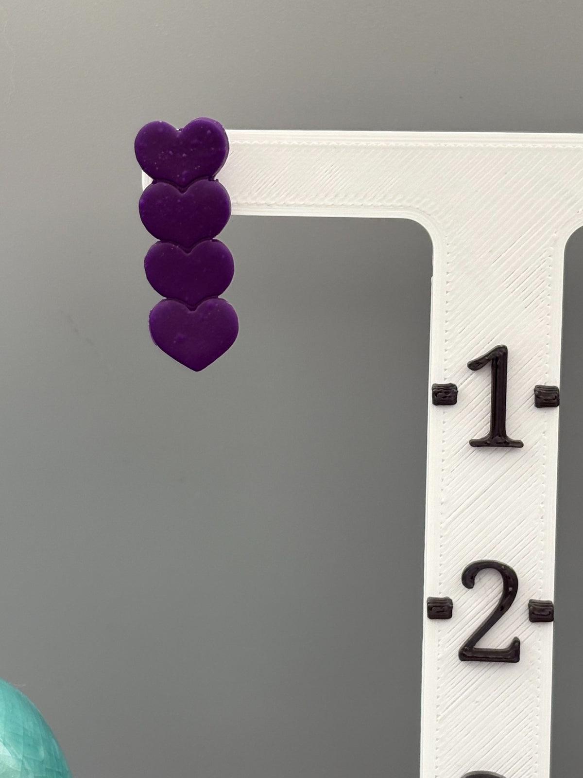 Purple Heart Stack Stud Earrings - handcrafted polymer clay earrings by Lakeside Clay