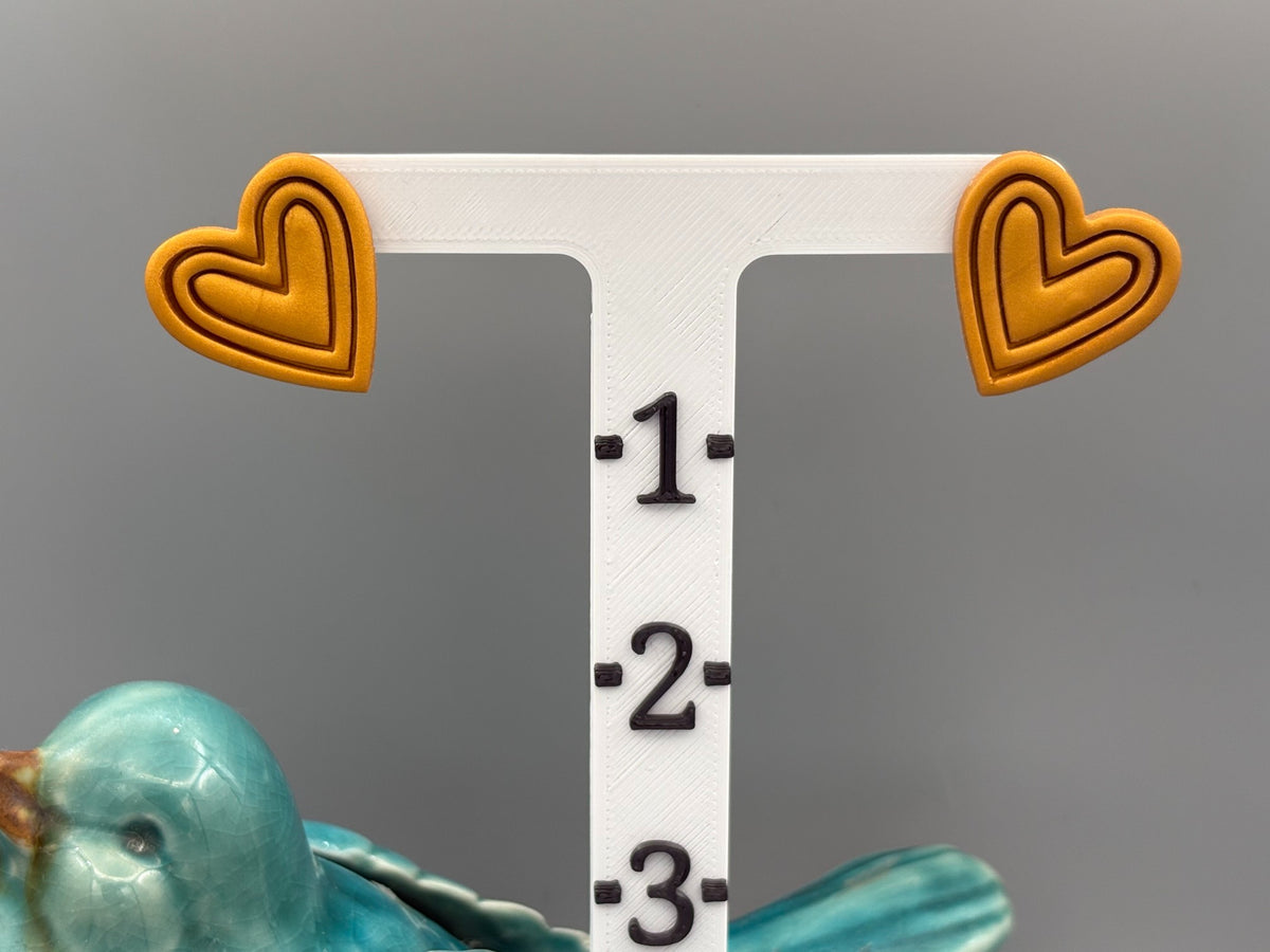 Gold Heart Stud Earrings - handcrafted polymer clay earrings by Lakeside Clay