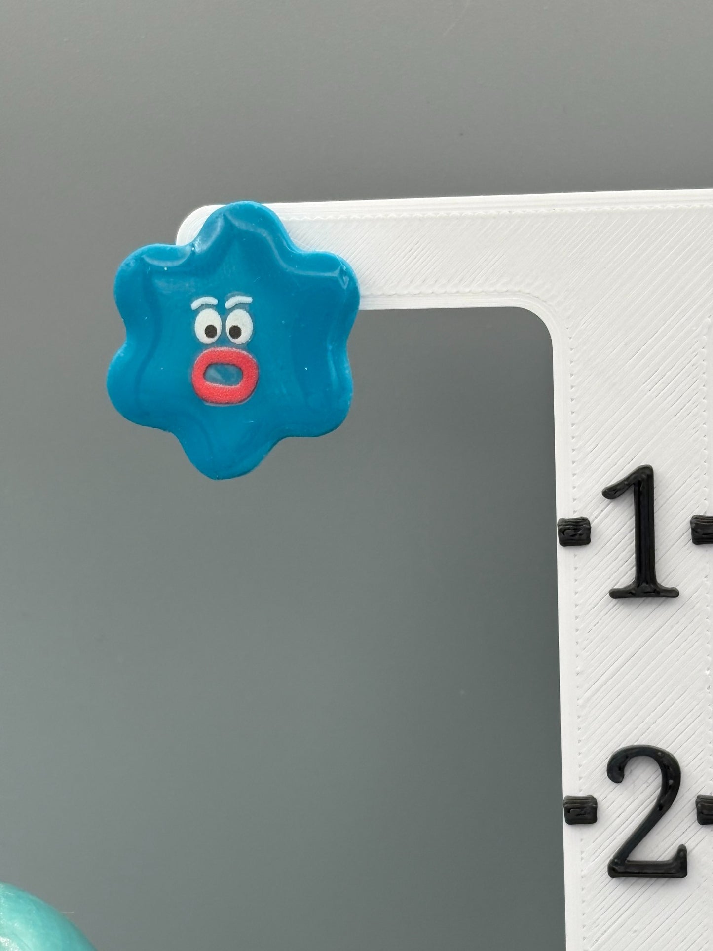 Teal Flower Funny Face Stud Earrings - handcrafted polymer clay earrings by Lakeside Clay