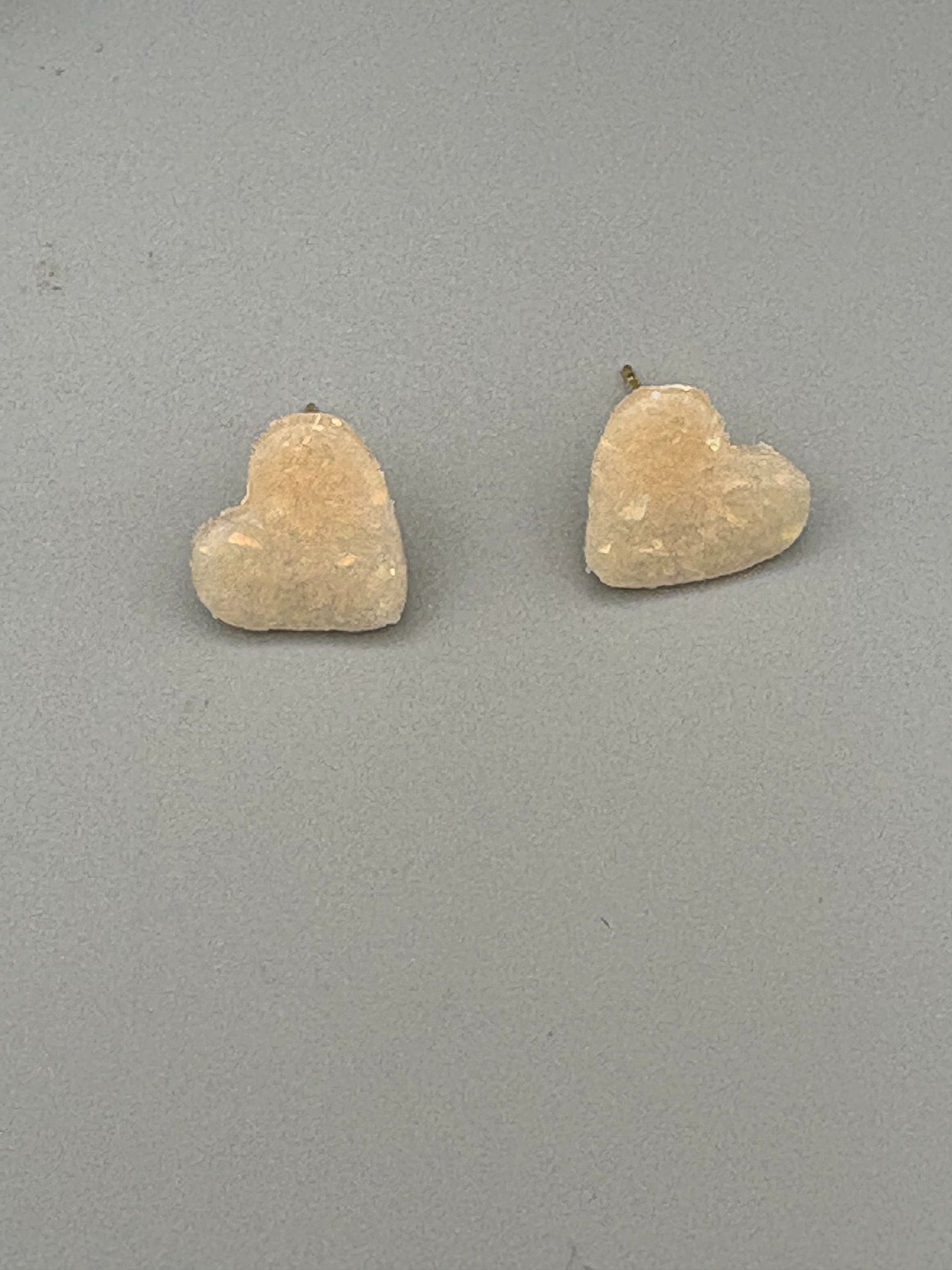 Opalescent Heart Stud Earrings - handcrafted polymer clay earrings by Lakeside Clay