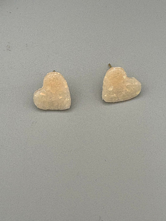 Opalescent Heart Stud Earrings - handcrafted polymer clay earrings by Lakeside Clay