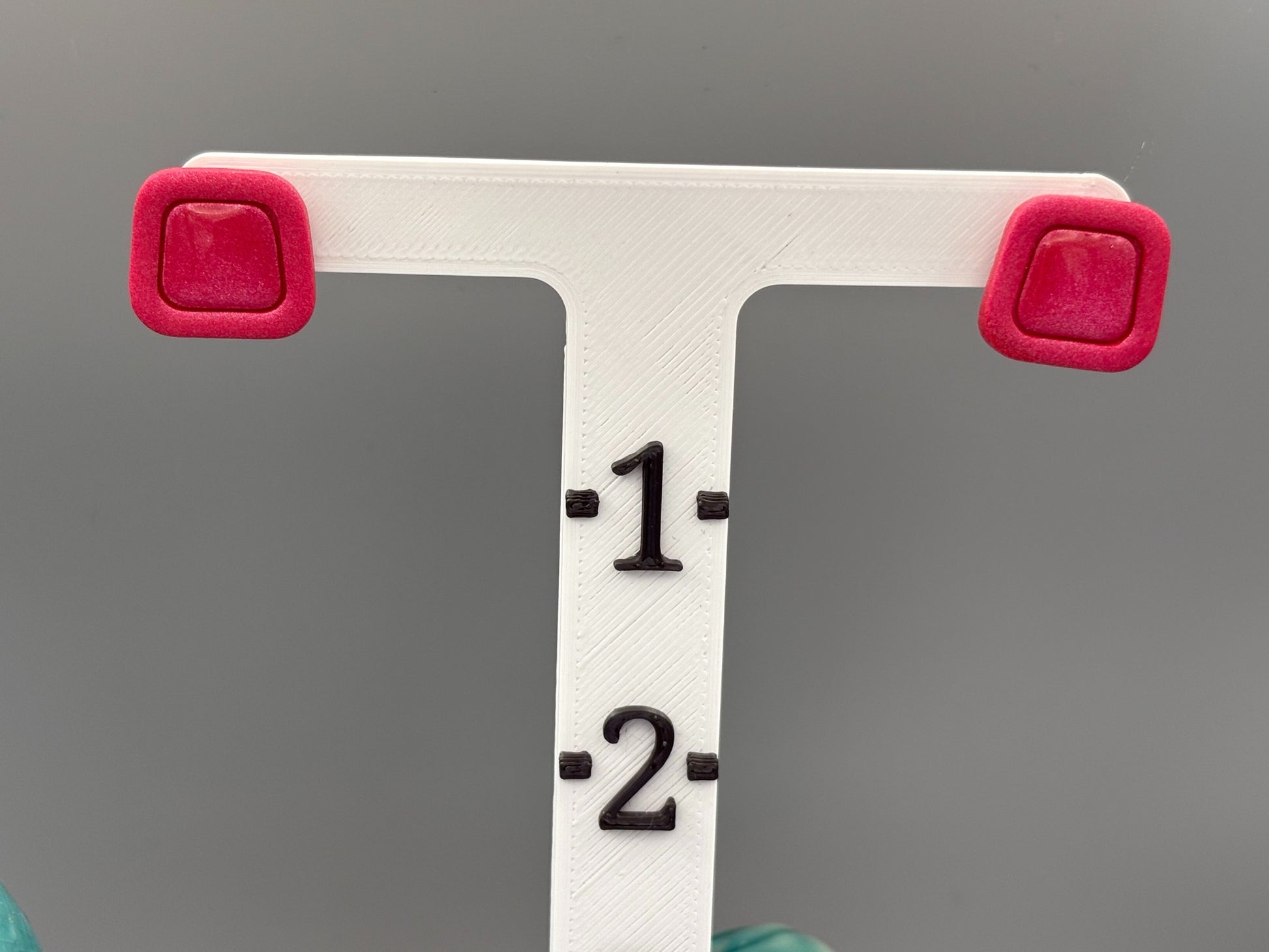 Pink Trapezoid Stud Earrings - handcrafted polymer clay earrings by Lakeside Clay