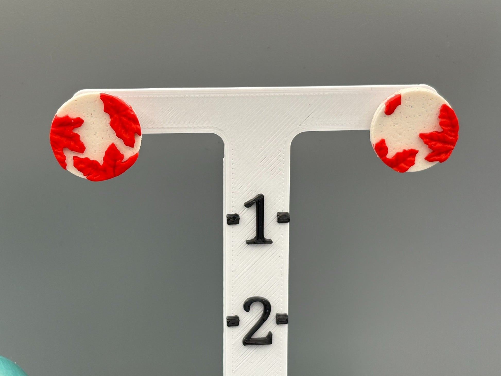 Maple Leaf Collage Circles - handcrafted polymer clay earrings by Lakeside Clay