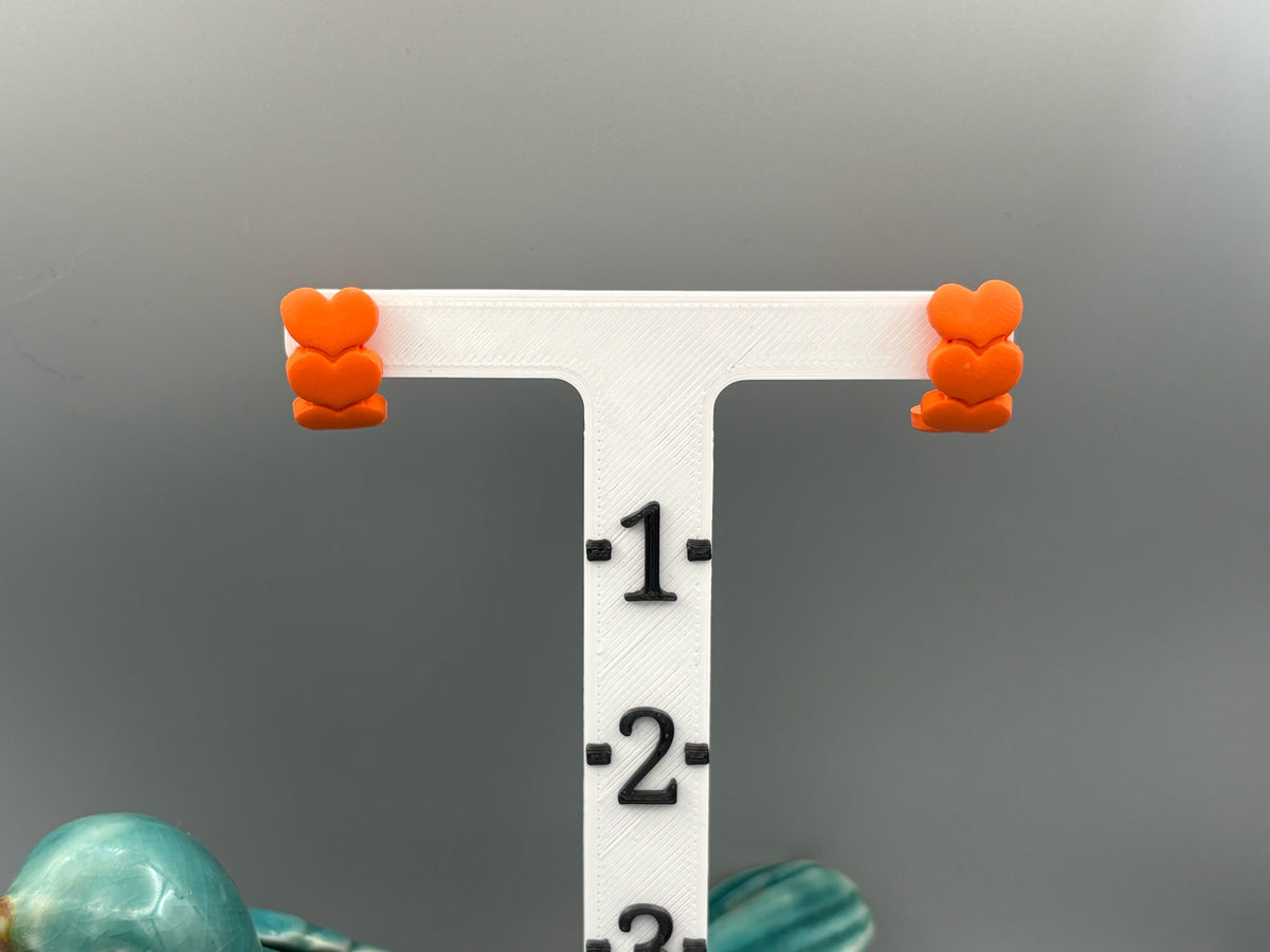 Orange Heart Huggie Earrings - handcrafted polymer clay earrings by Lakeside Clay