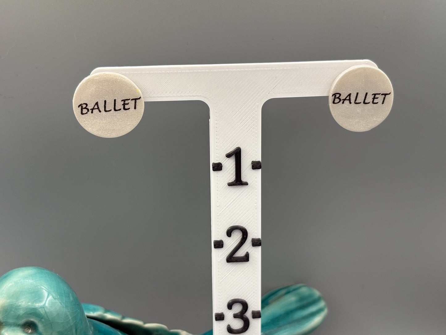 Ivory Ballet Circle Stud Earrings - handcrafted polymer clay earrings by Lakeside Clay