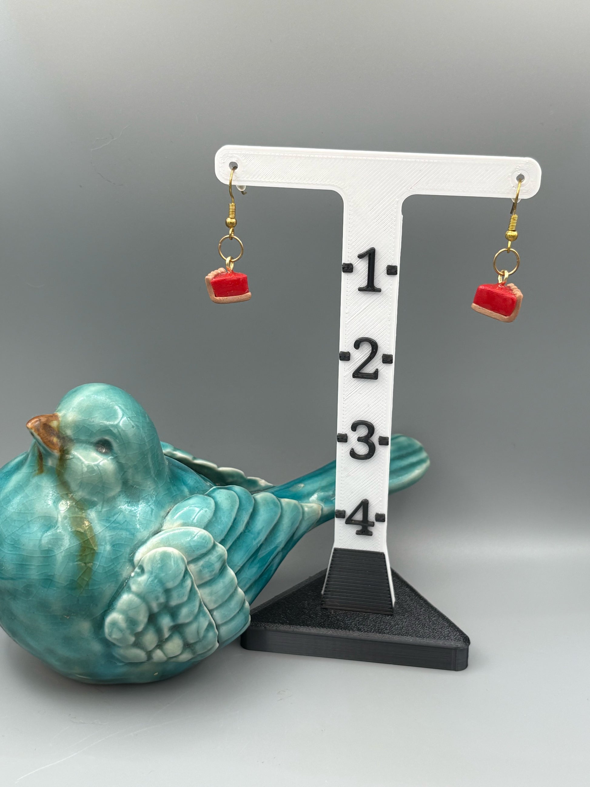 Cherry Pie Slice Dangle Earrings - handcrafted polymer clay earrings by Lakeside Clay
