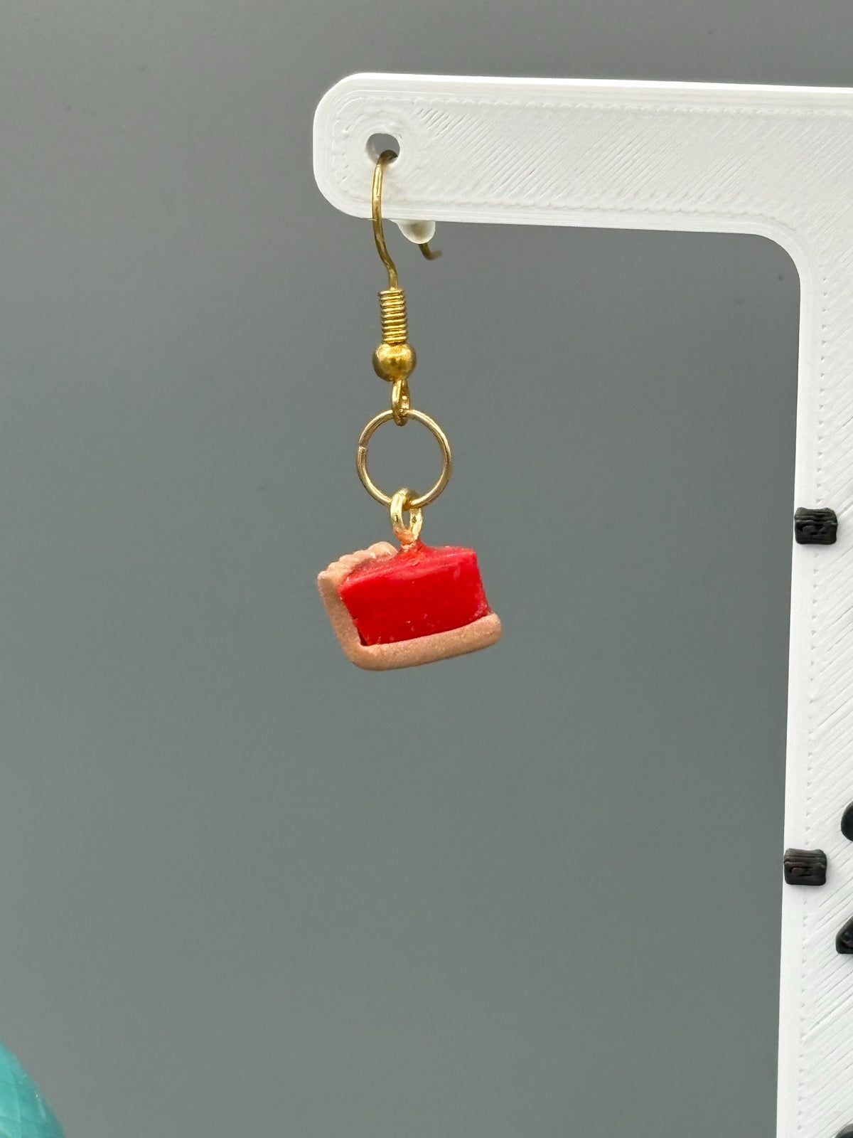 Cherry Pie Slice Dangle Earrings - handcrafted polymer clay earrings by Lakeside Clay