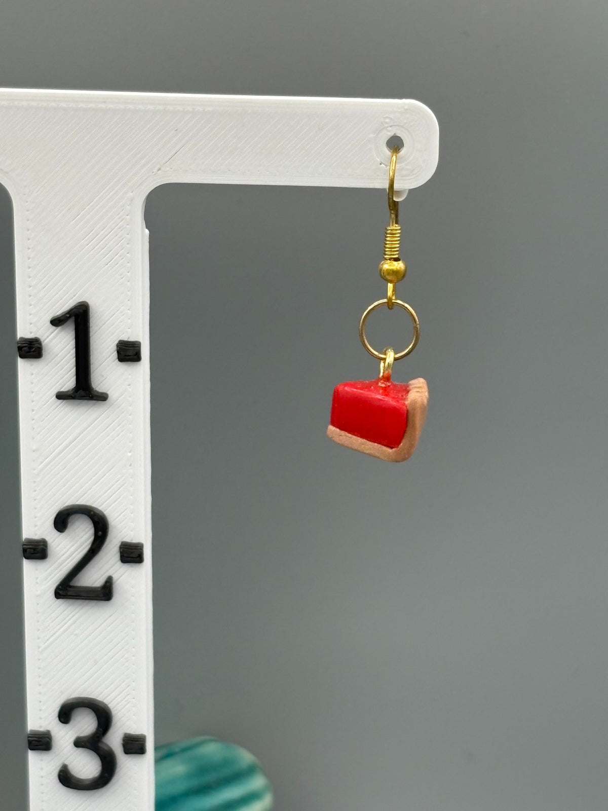 Cherry Pie Slice Dangle Earrings - handcrafted polymer clay earrings by Lakeside Clay