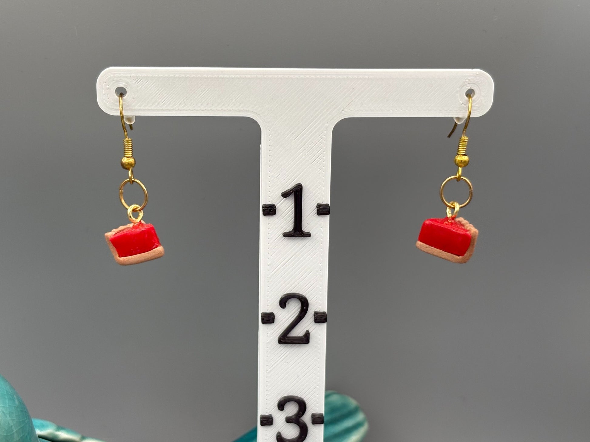 Cherry Pie Slice Dangle Earrings - handcrafted polymer clay earrings by Lakeside Clay
