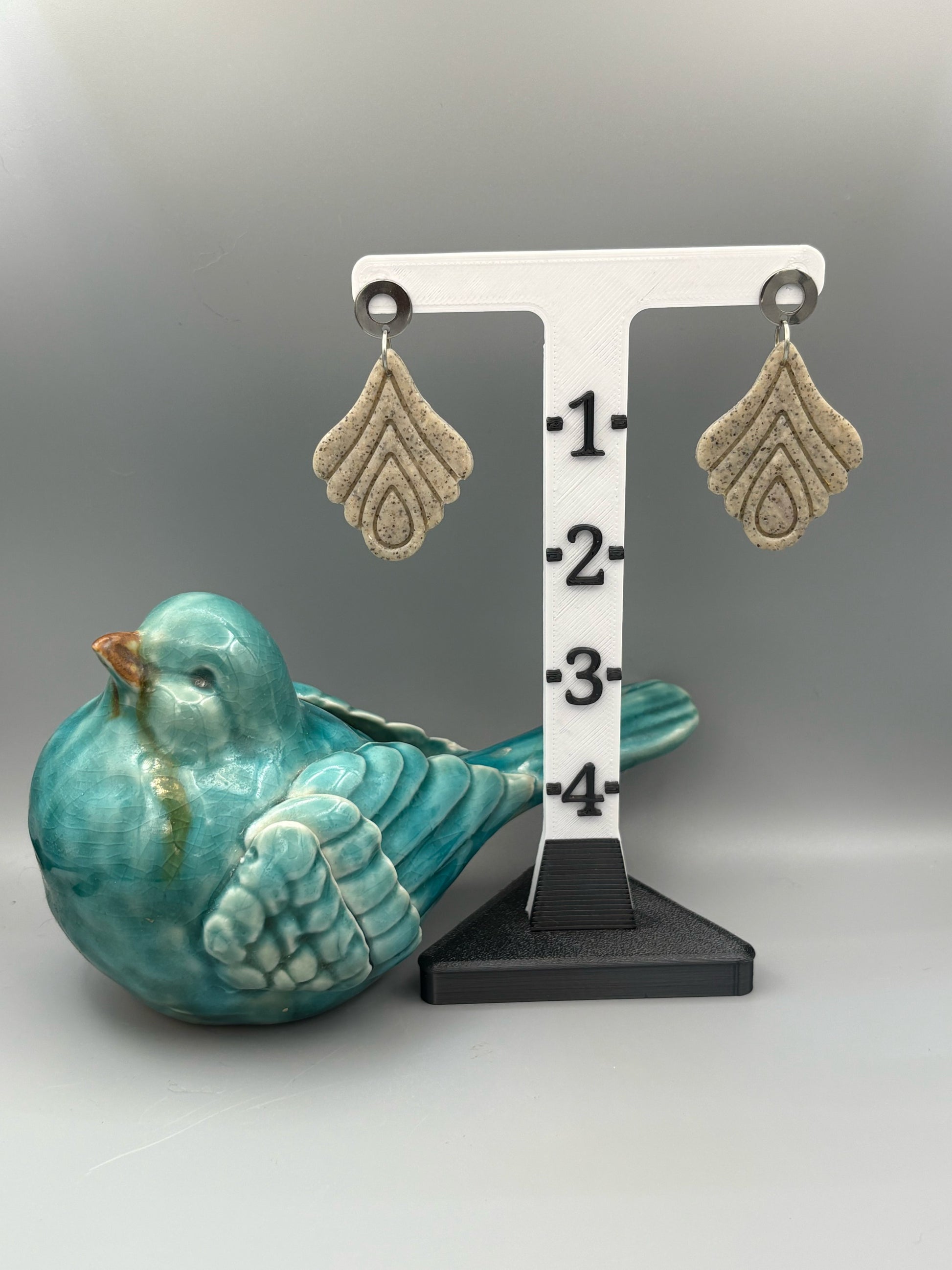 Granite Debossed Drop Dangle Earrings - handcrafted polymer clay earrings by Lakeside Clay
