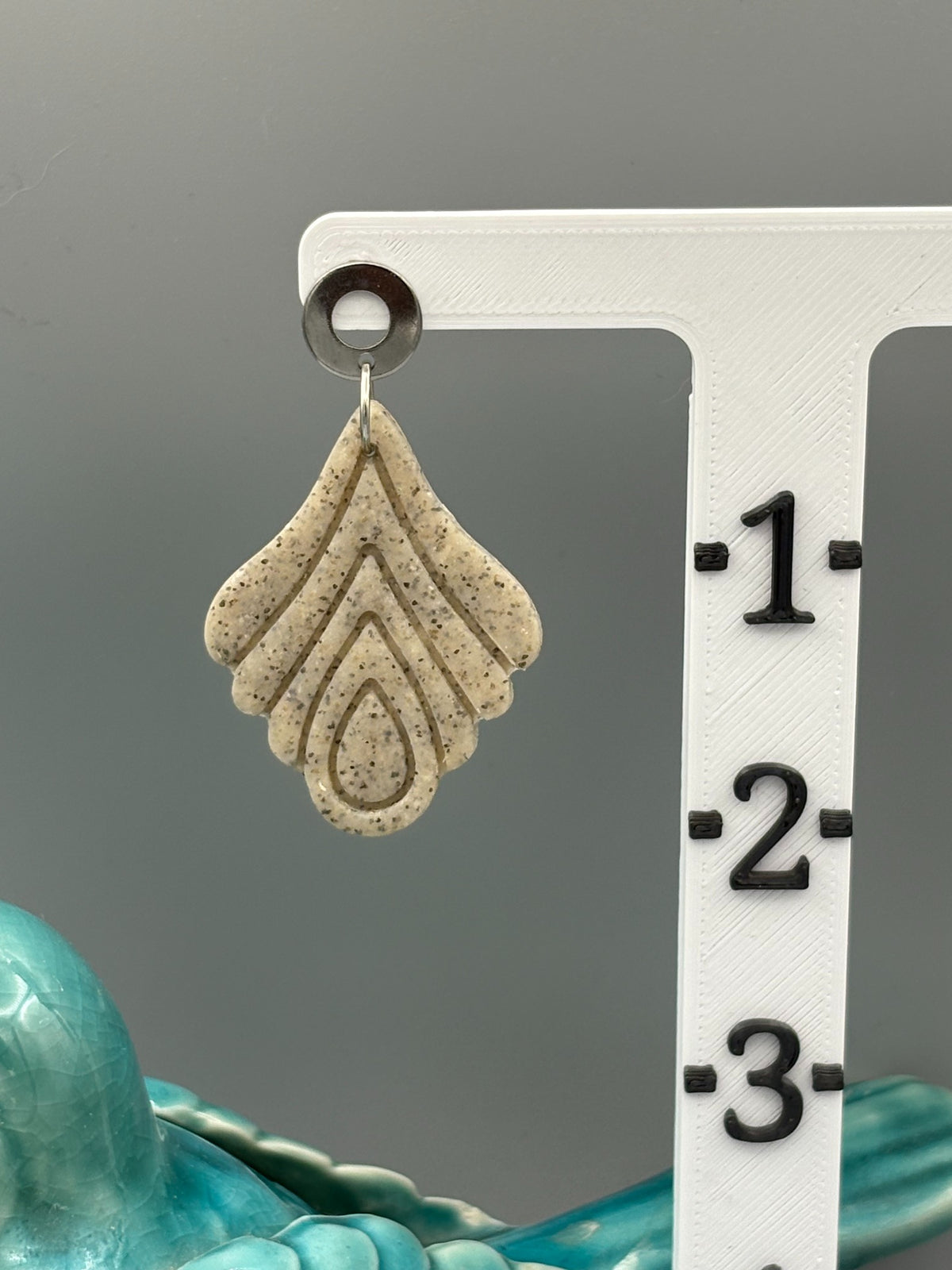 Granite Debossed Drop Dangle Earrings - handcrafted polymer clay earrings by Lakeside Clay