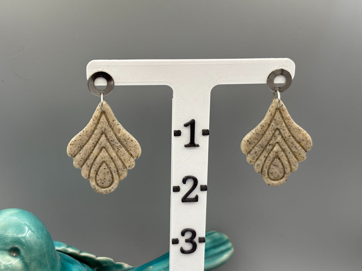 Granite Debossed Drop Dangle Earrings - handcrafted polymer clay earrings by Lakeside Clay