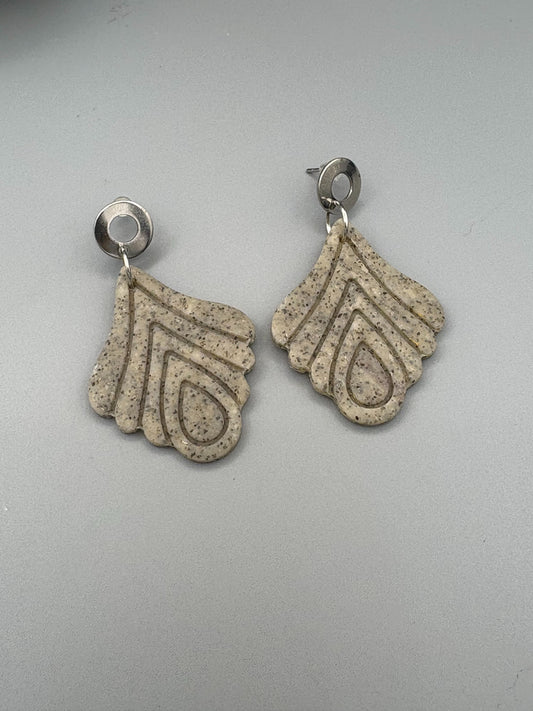 Granite Debossed Drop Dangle Earrings - handcrafted polymer clay earrings by Lakeside Clay