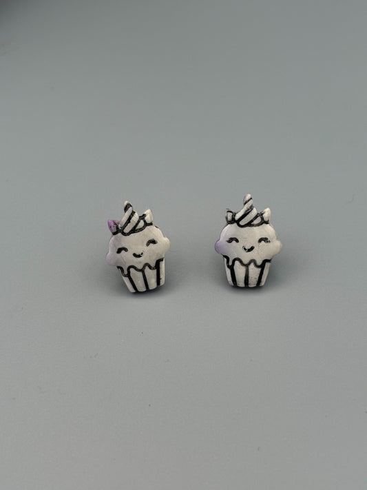 Cupcake Stud Earrings - handcrafted polymer clay earrings by Lakeside Clay