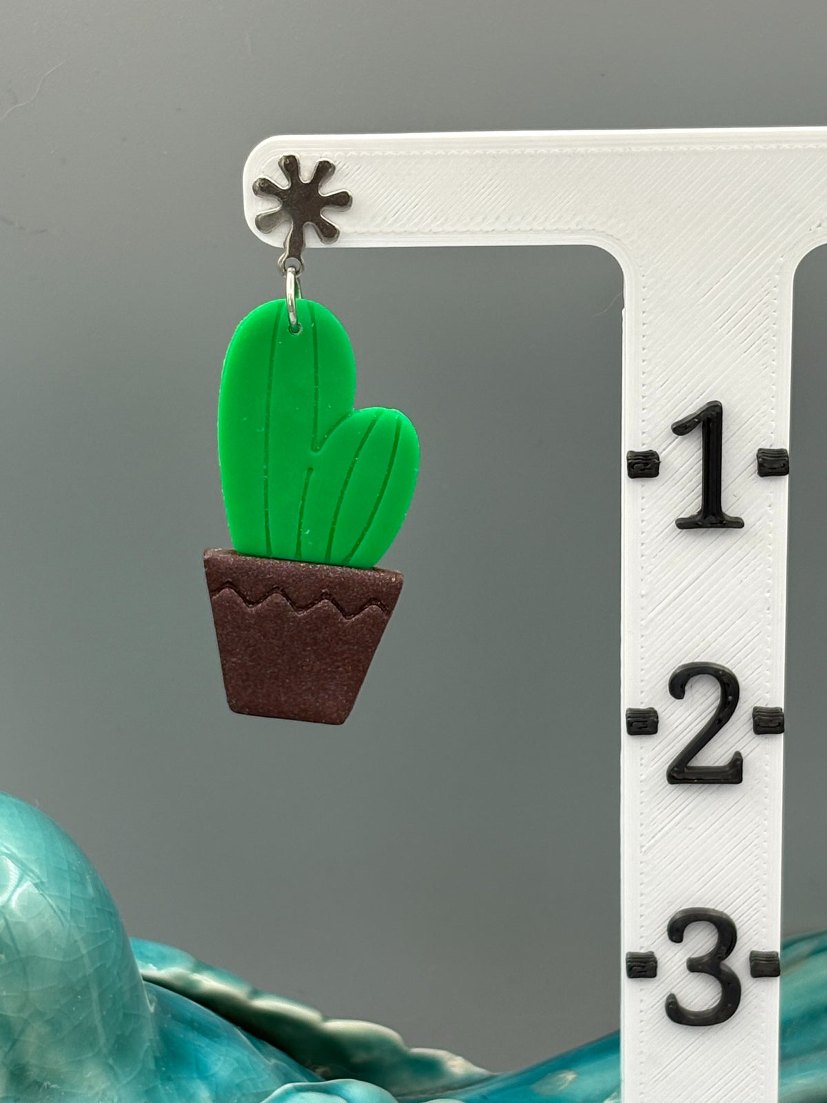 Cactus Dangle Earrings - handcrafted polymer clay earrings by Lakeside Clay
