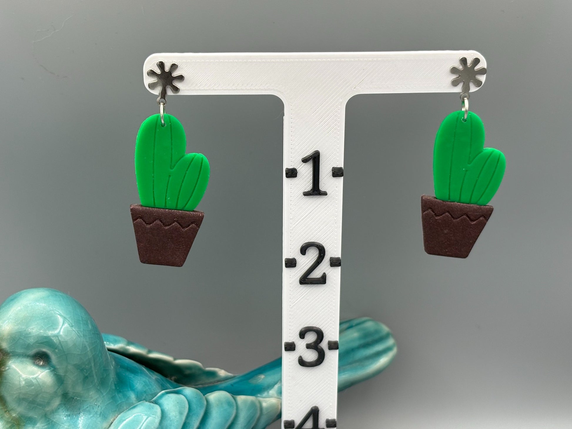 Cactus Dangle Earrings - handcrafted polymer clay earrings by Lakeside Clay