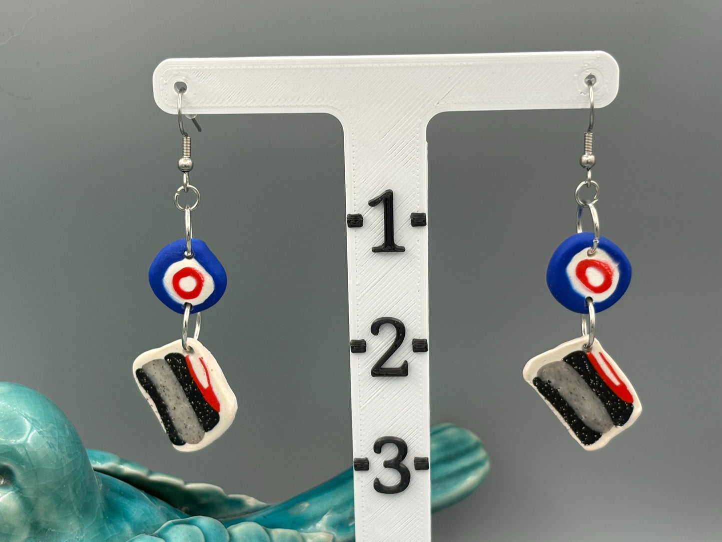 Curling Dangle Earrings - handcrafted polymer clay earrings by Lakeside Clay