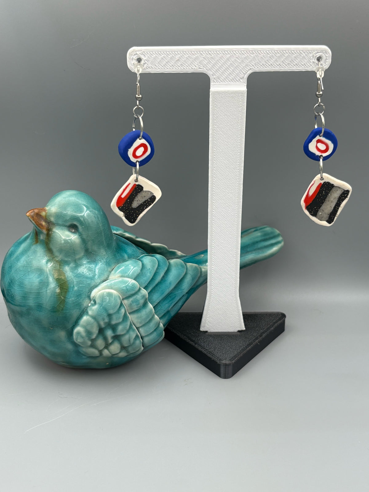 Curling Dangle Earrings - handcrafted polymer clay earrings by Lakeside Clay