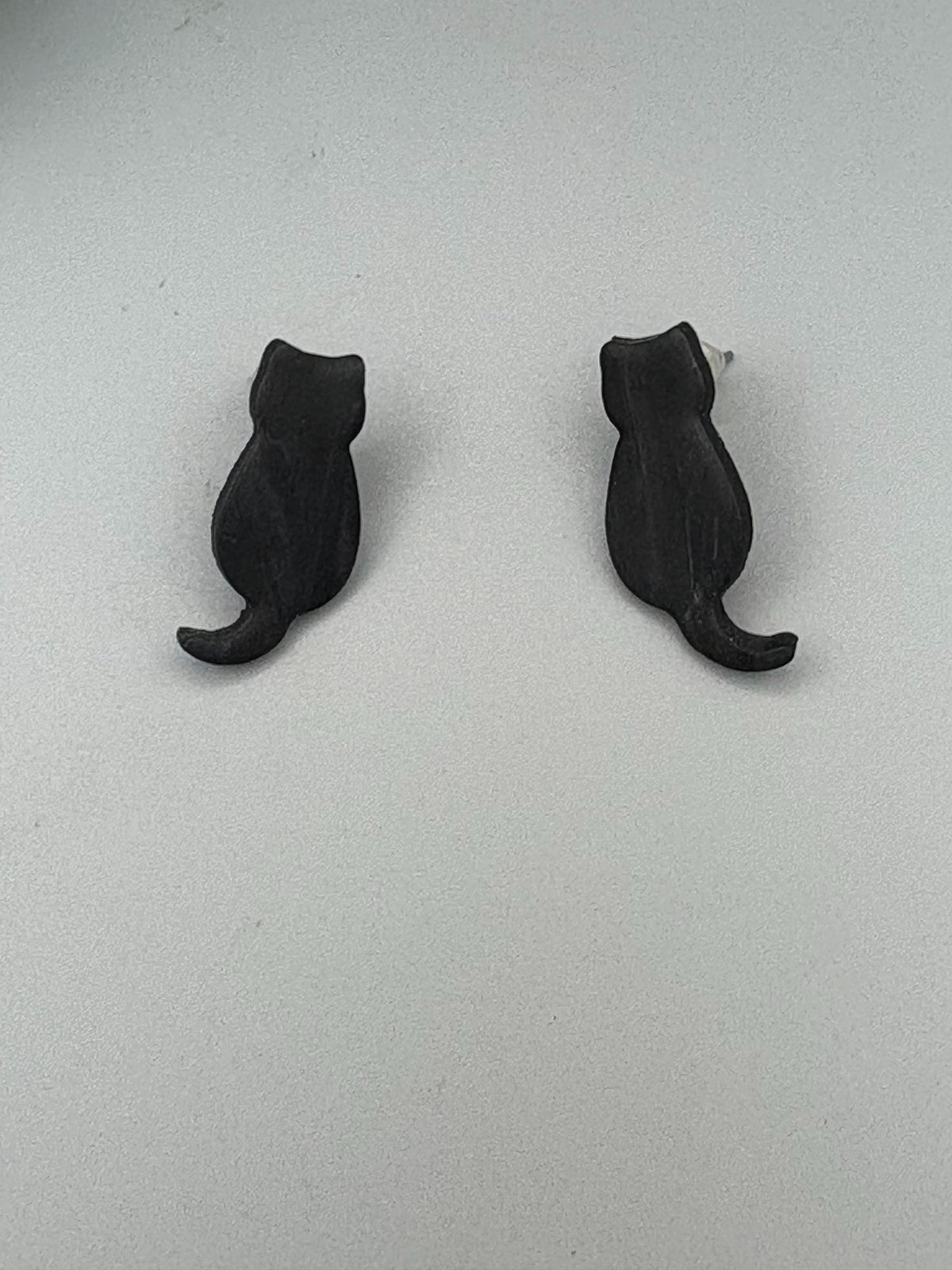 Black Cat Stud Earrings - handcrafted polymer clay earrings by Lakeside Clay