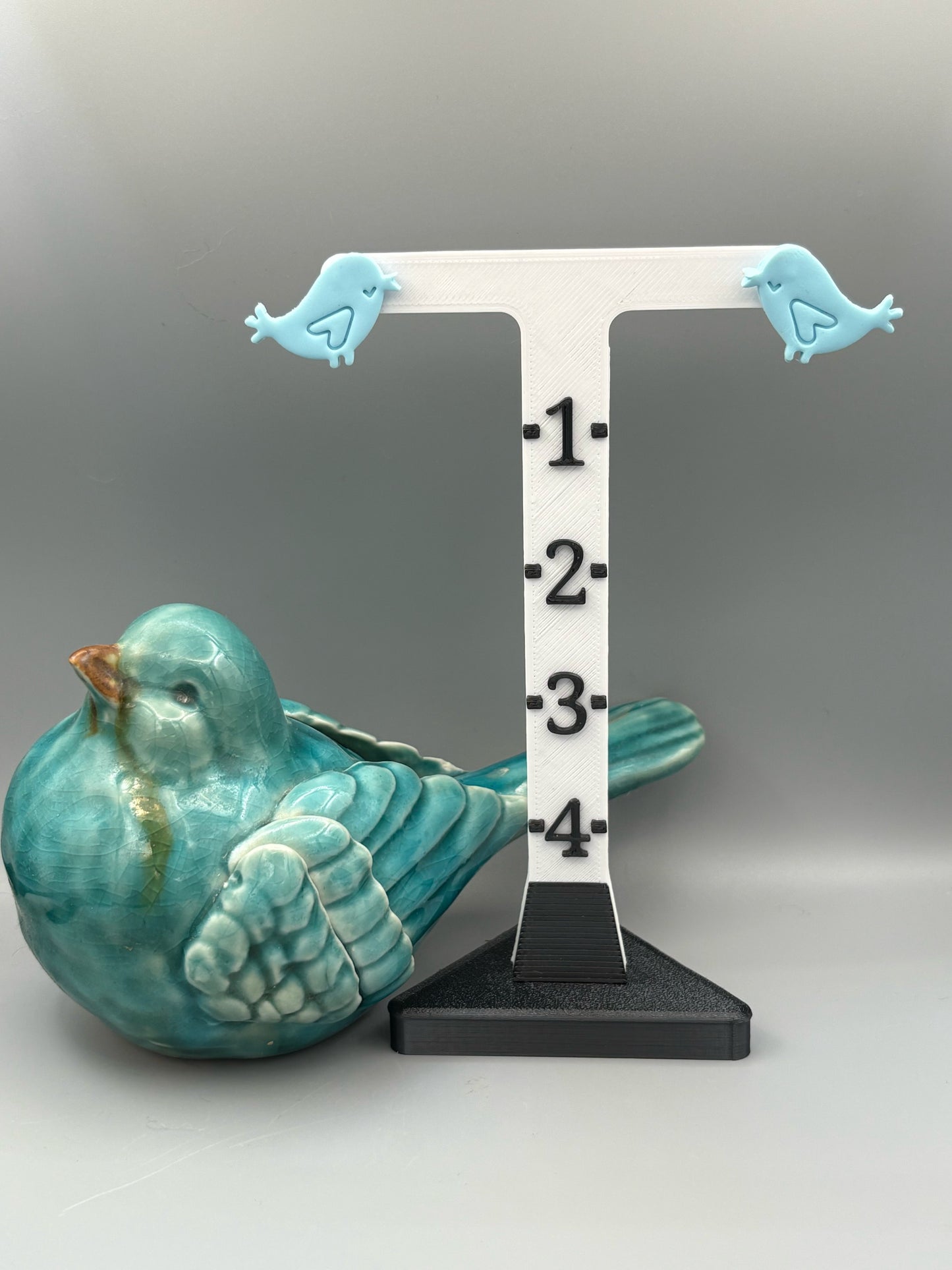 Baby Blue Love Bird Stud Earrings - handcrafted polymer clay earrings by Lakeside Clay