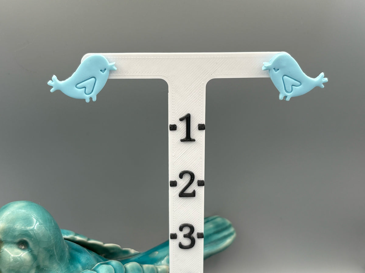 Baby Blue Love Bird Stud Earrings - handcrafted polymer clay earrings by Lakeside Clay