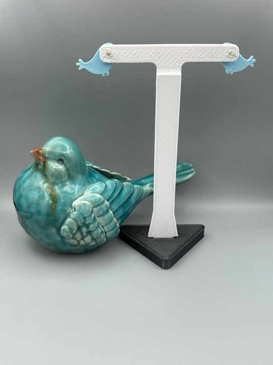 Baby Blue Love Bird Stud Earrings - handcrafted polymer clay earrings by Lakeside Clay