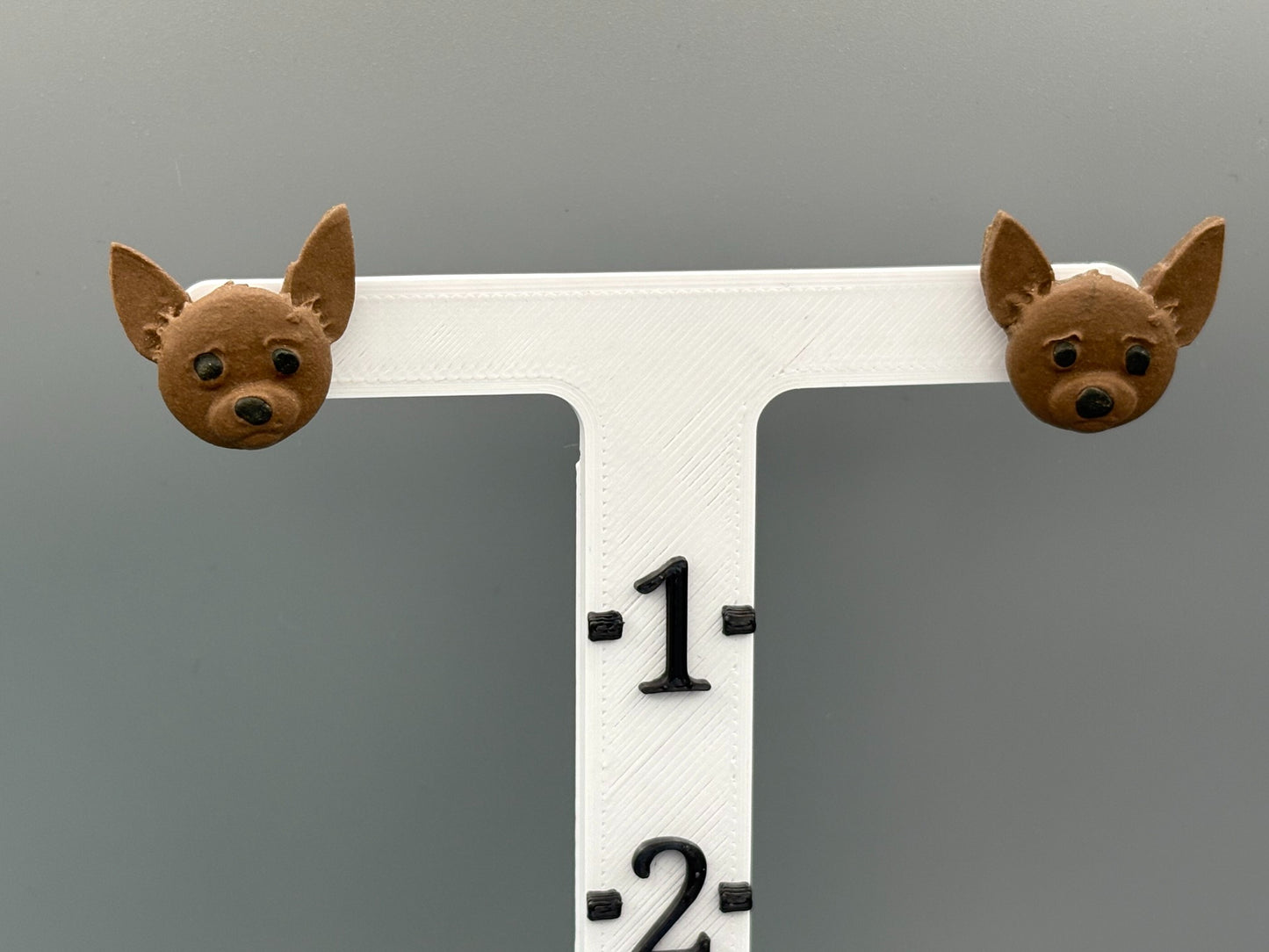 Brown Chihuahua Stud Earrings - handcrafted polymer clay earrings by Lakeside Clay