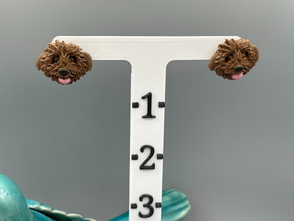 Brown Shihtzu Dog Stud Earrings - handcrafted polymer clay earrings by Lakeside Clay