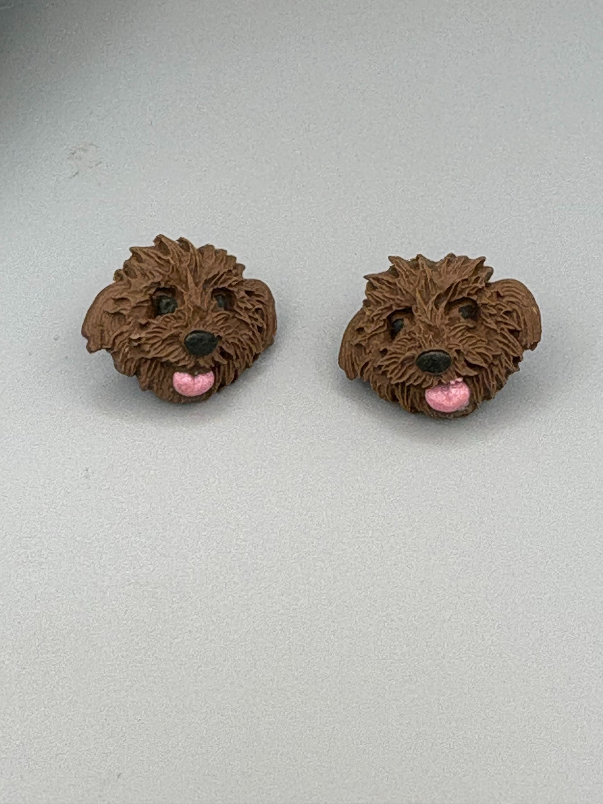 Brown Shihtzu Dog Stud Earrings - handcrafted polymer clay earrings by Lakeside Clay