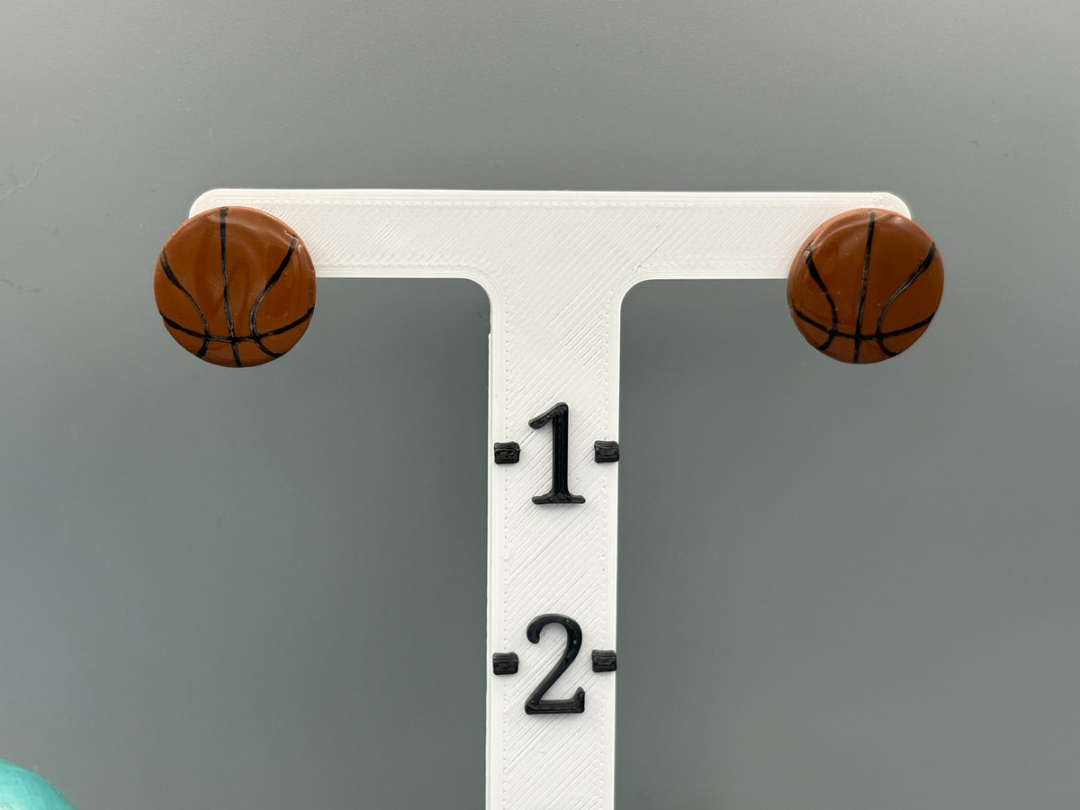 Basketball Stud Earrings - handcrafted polymer clay earrings by Lakeside Clay