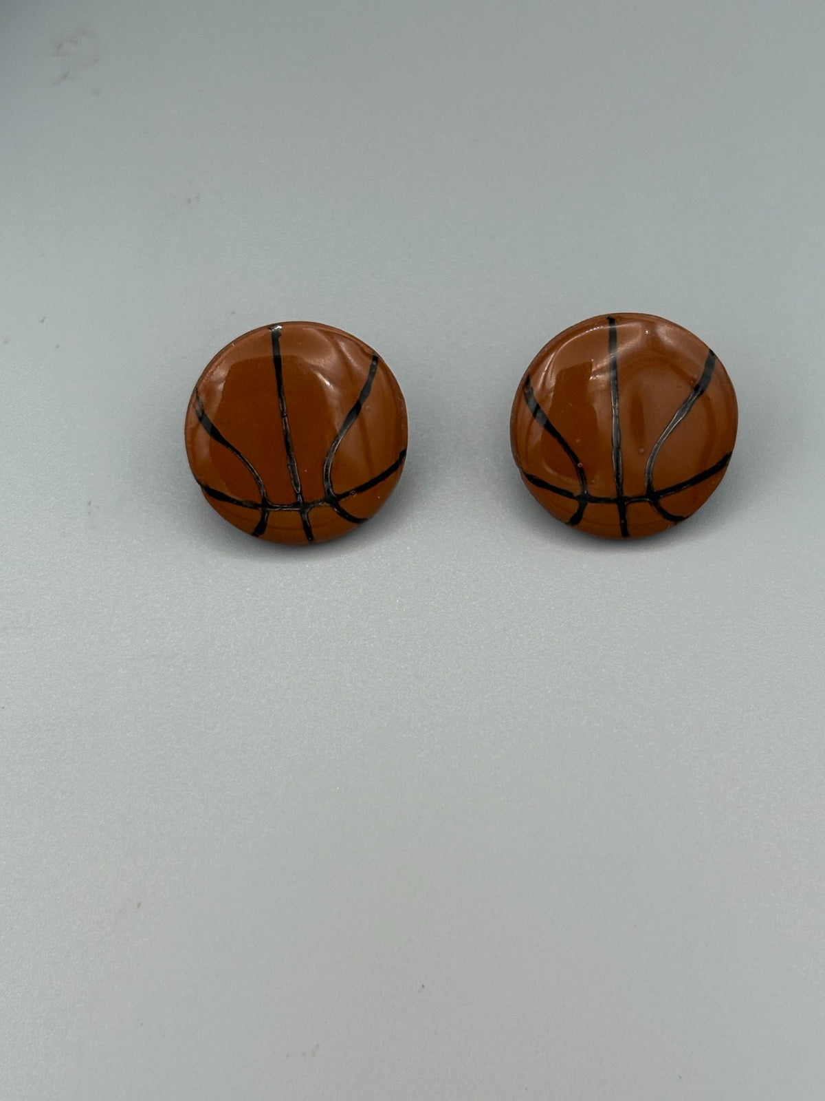 Basketball Stud Earrings - handcrafted polymer clay earrings by Lakeside Clay