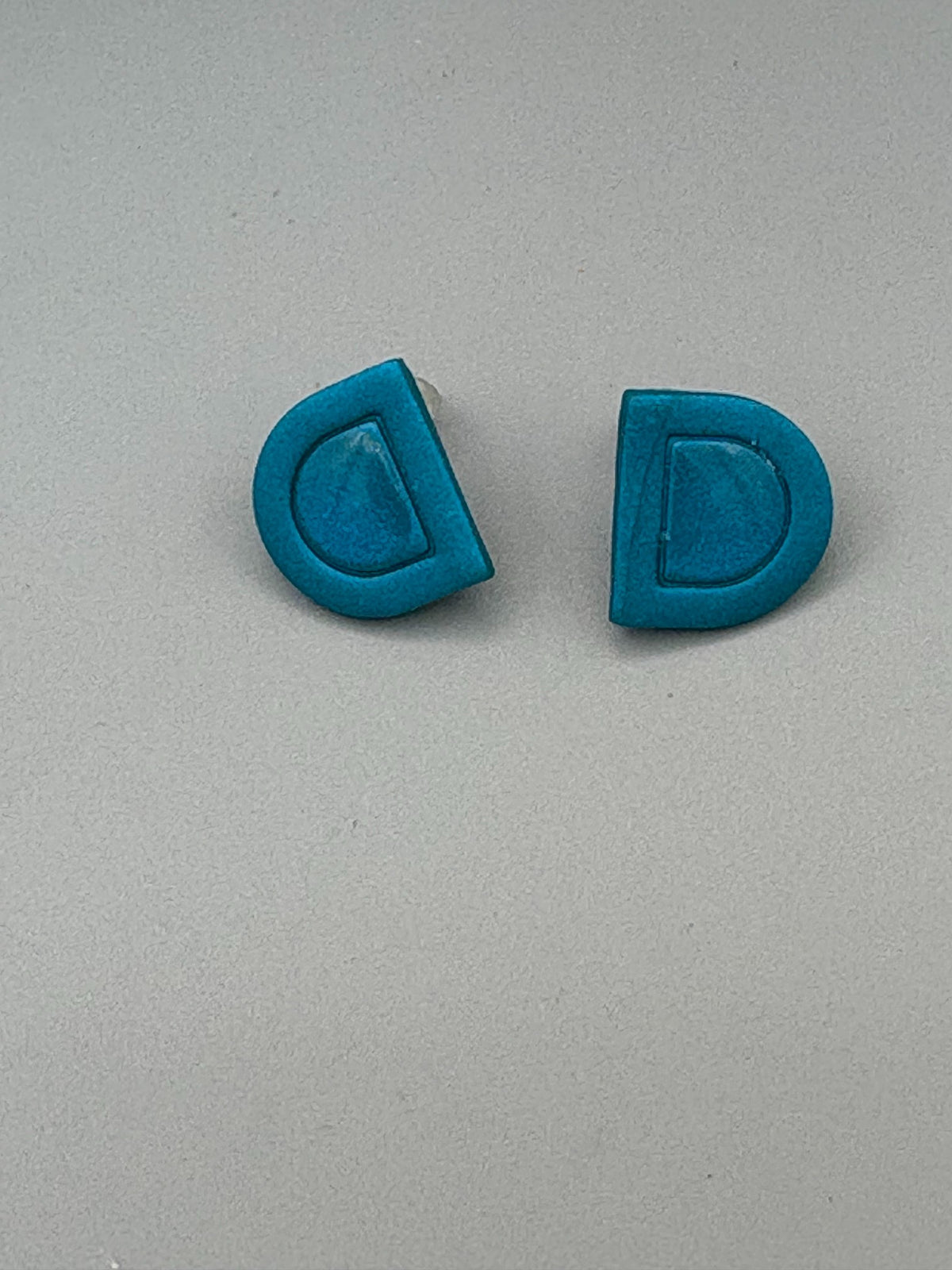 Teal Semi Circle Stud Earrings - handcrafted polymer clay earrings by Lakeside Clay