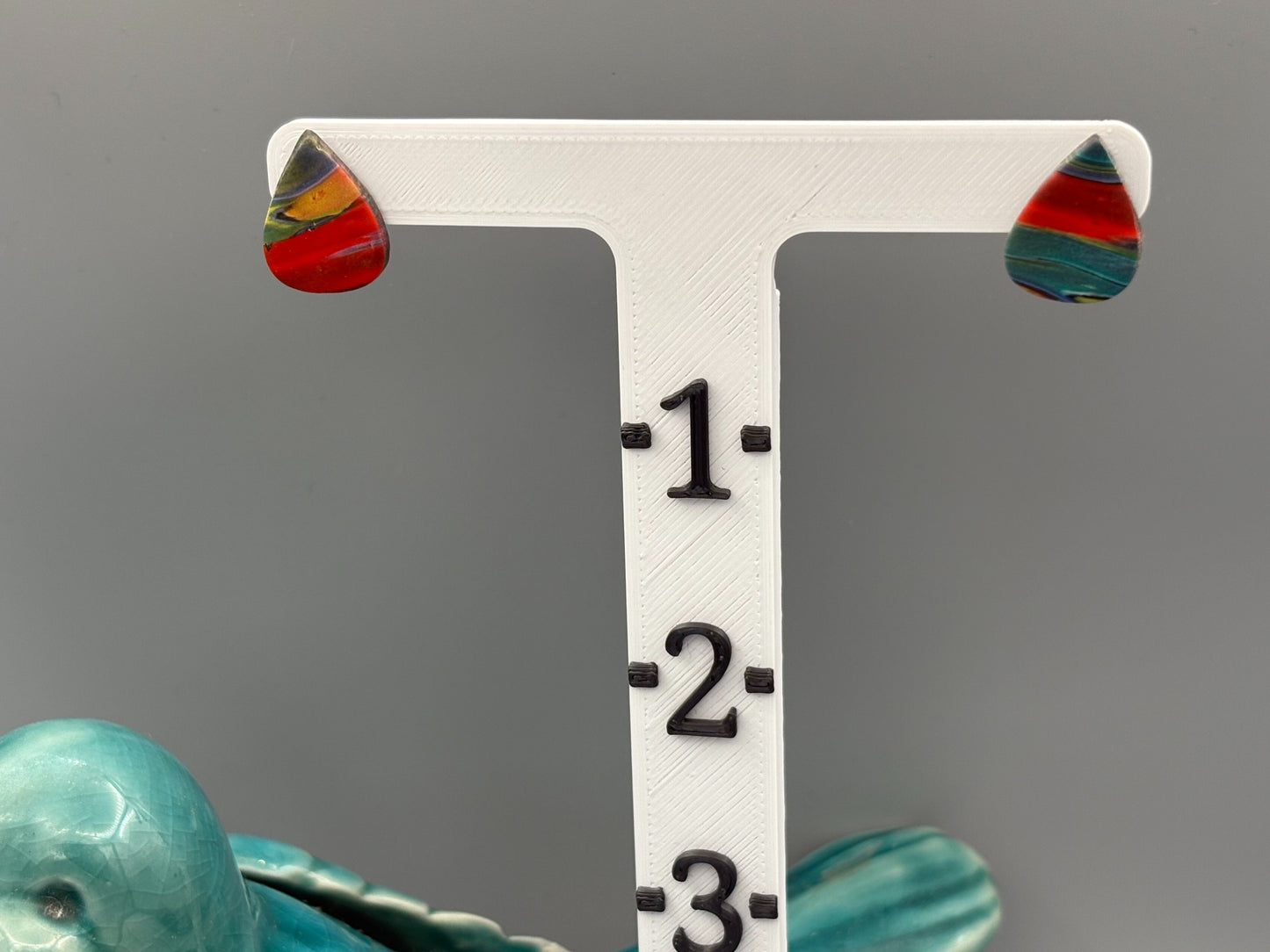 Kaleidoscope Drop Stud Earrings - handcrafted polymer clay earrings by Lakeside Clay